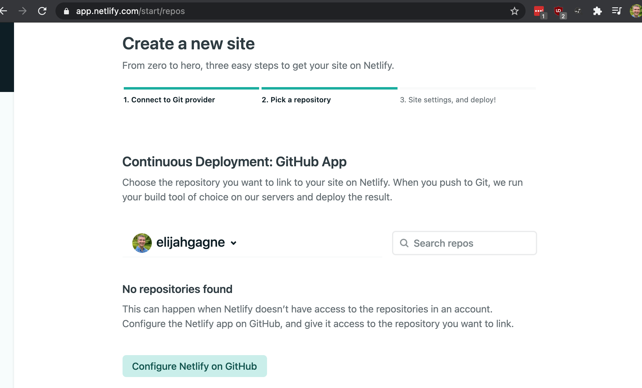 netlify-config-on-github